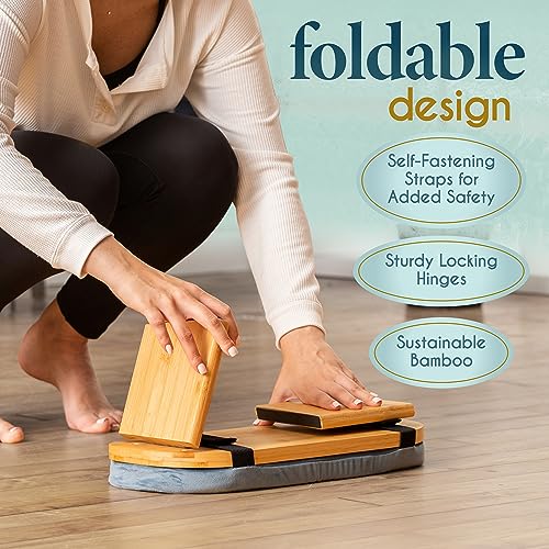 Florensi Folding Bamboo Kneeling Meditation Chair - 18 x 7 x 6 in, Grey, Portable Kneel-On Bench, Foldable Bench for Prayers, Stable Meditation Support & Anti-Slip Feet - Image 5