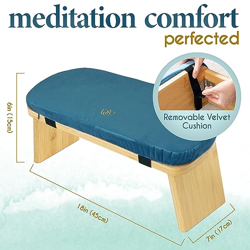 Florensi Folding Bamboo Kneeling Meditation Chair - 18 x 7 x 6 in, Grey, Portable Kneel-On Bench, Foldable Bench for Prayers, Stable Meditation Support & Anti-Slip Feet - Image 2