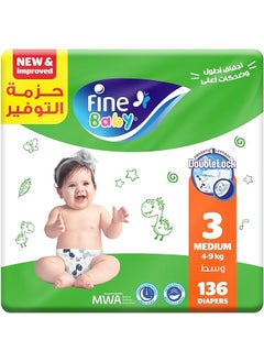 Fine Baby Size 3 Medium 4 9Kg 136 Diapers  - Image 1
