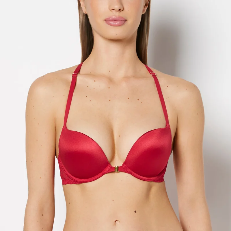 لا سينزا La Senza Push Up Plunge Bra Front Close Lush Lace Back In Passion Red