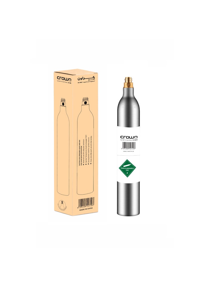 Crownline GC-460/B CO2 Gas Cylinder – 0.6L/425g Capacity for Carbonating Beverages, Compatible with Crownline Soda Makers SM-454 & SM-455, Convenient Sparkling Water Solution GC-460/B silver - Image 2
