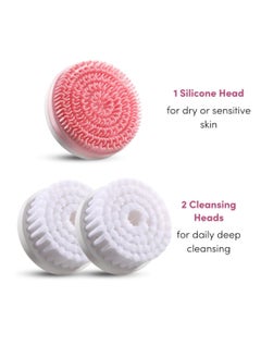 Fancii Fancii Skylar Facial Brush Replacement Heads, Pack of 3-2 x Daily Gentle Cleansing Head and 1 x Silicone Head for Sensitive Skin  - Image 2