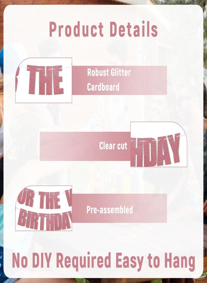 Ramciyo Pour The Wine It's Birthday Time Banner - Rose Gold Glitter Funny Adult Birthday Party Decorations - Image 2