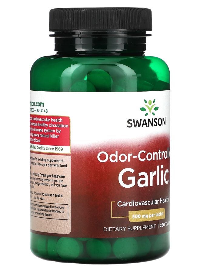 SWANSON Odor-Controlled Garlic 500 mg  250 Tablets - Image 2