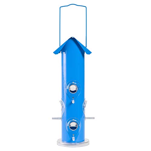 Perky-Pet Blue Metal Tube Wild Bird Feeder - 1 lb Capacity for Wild Bird Seed - Durable Construction - 391 - Image 1