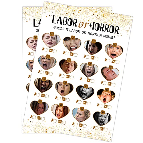 Muruseni Labor or Horror Baby Shower Game31 CardsIncluding AnswersGender Reveal Partyfor Mom Dad Kids Women Men Gender Neutral Unisex Set - Image 1