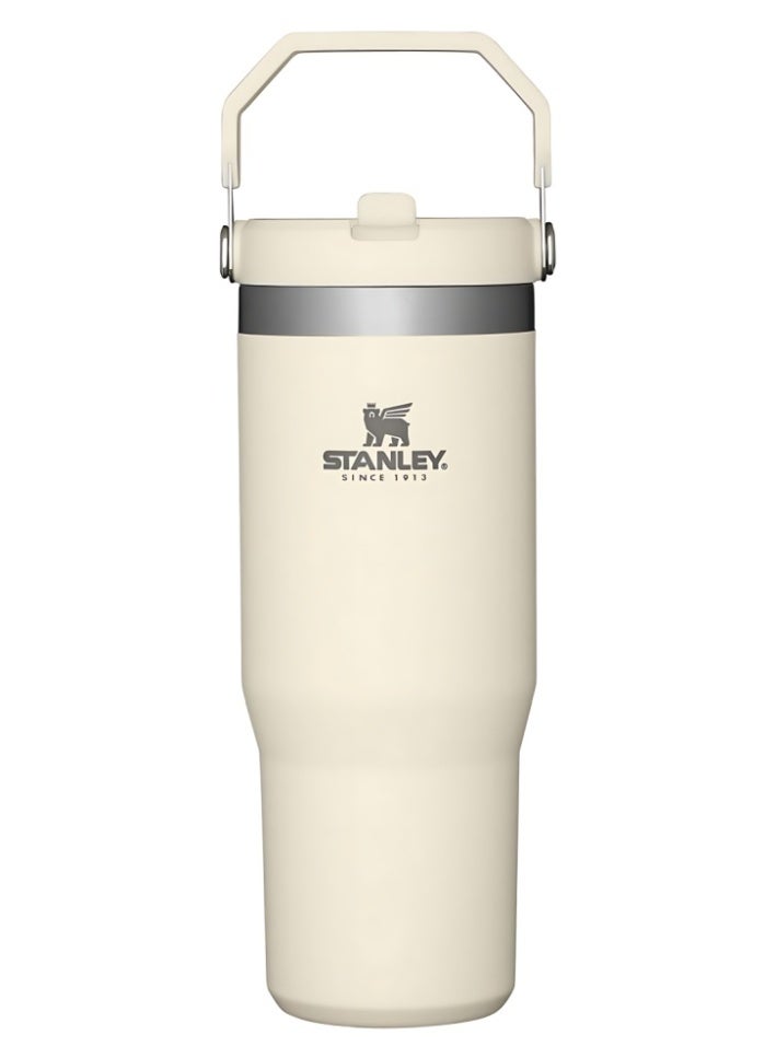 stanley IceFlow 2.0 Flip Straw Tumbler | With Handle | Twist-On Lid and Flip-Up Straw | Leak-Resistant Water Bottle | Insulated Stainless Steel | BPA-Free | Cream | 1-Pack | 30 oz - Image 2