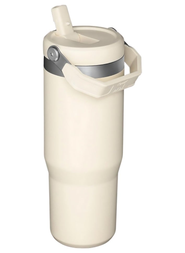 stanley IceFlow 2.0 Flip Straw Tumbler | With Handle | Twist-On Lid and Flip-Up Straw | Leak-Resistant Water Bottle | Insulated Stainless Steel | BPA-Free | Cream | 1-Pack | 30 oz - Image 3
