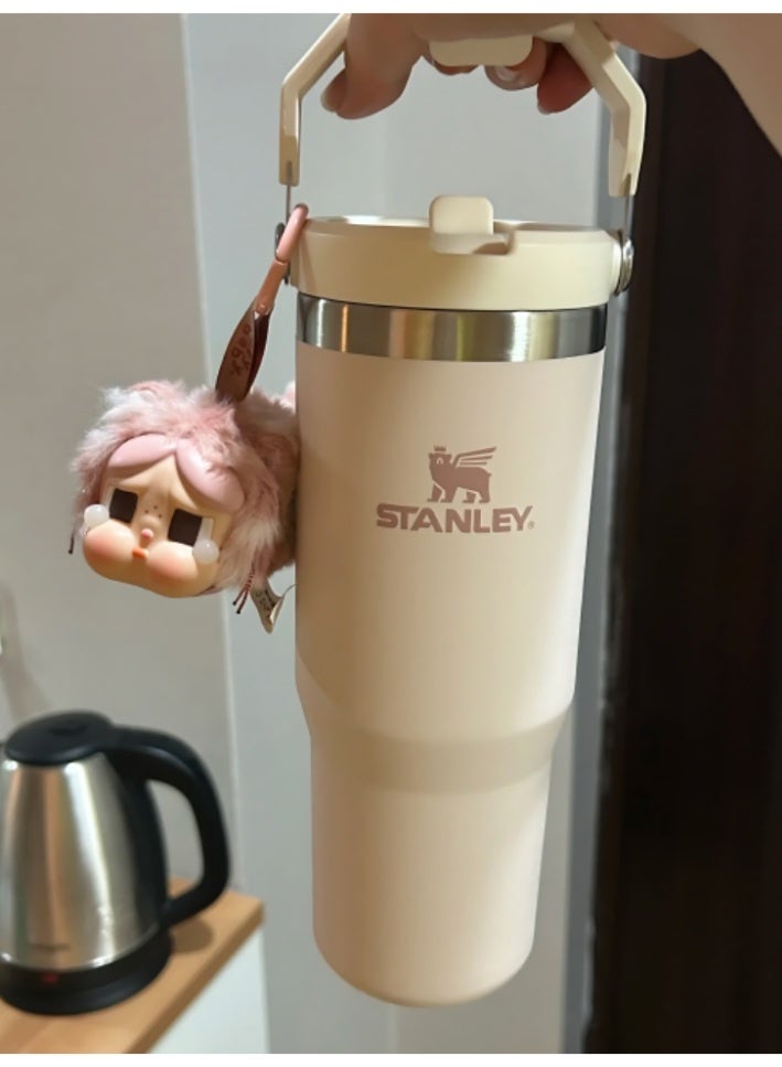 stanley IceFlow 2.0 Flip Straw Tumbler | With Handle | Twist-On Lid and Flip-Up Straw | Leak-Resistant Water Bottle | Insulated Stainless Steel | BPA-Free | Cream | 1-Pack | 30 oz - Image 1