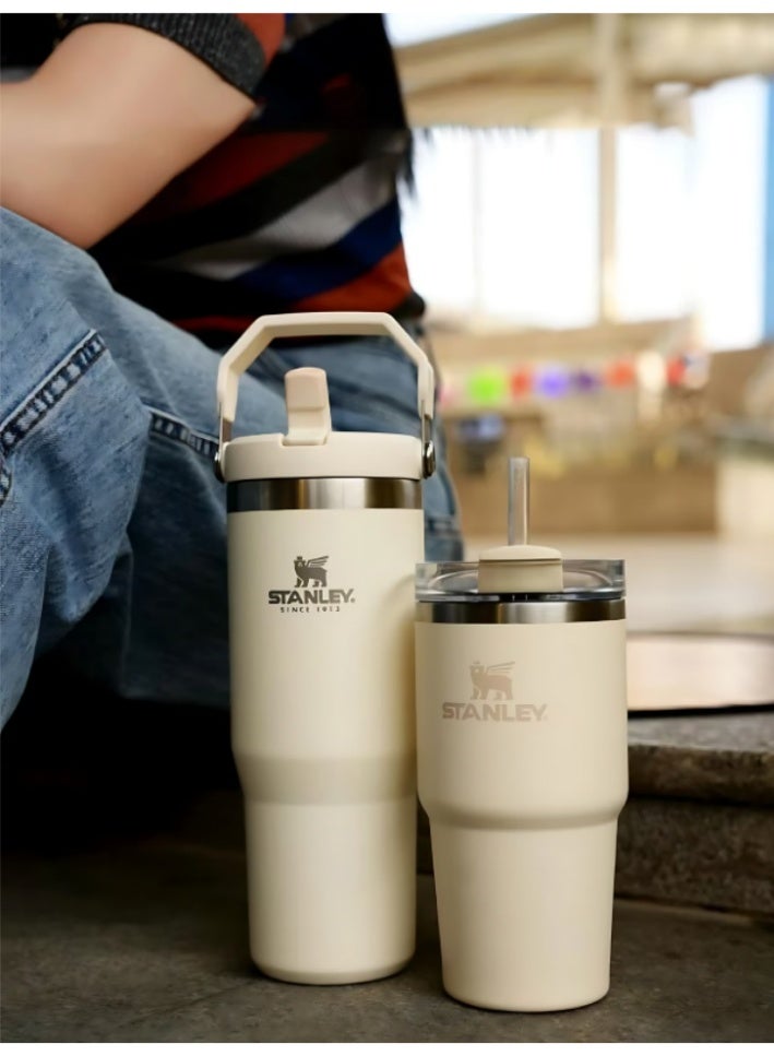 stanley IceFlow 2.0 Flip Straw Tumbler | With Handle | Twist-On Lid and Flip-Up Straw | Leak-Resistant Water Bottle | Insulated Stainless Steel | BPA-Free | Cream | 1-Pack | 30 oz - Image 5