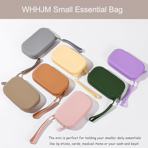 WHHJM Small Silicone Multifunctional Essential Bag Portable Travel Makeup Bag for Women Men Cards Cash Bag Zipper Pouch (Green) - Image 2