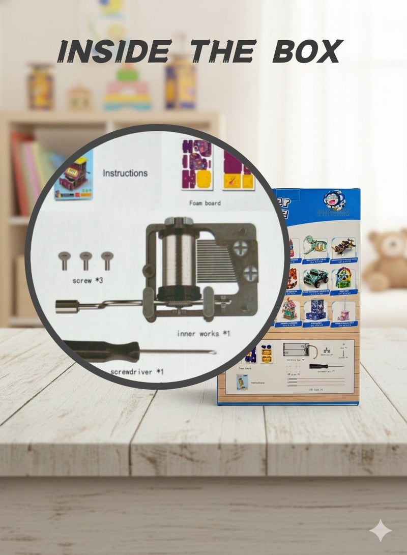 سعودي سيليكت لعبة بناء صندوق موسيقى ساحر من STEM DIY للأطفال في سن ما قبل المدرسة - مجموعة العلوم والتعليم المبكر والتعلم الممتع - Image 2
