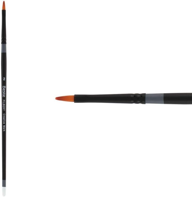 Creative Mark Beste Golden Taklon Filbert, #8 Artist Paint Brush, Professional Watercolor Brushes, for Acrylic Painting, Short Handle, Sharp Edges, Hand-Tied & Shaped - Image 1