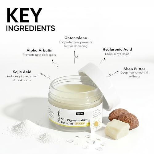 Masofta Shea Butter Lip Balm with Kojic Acid, Alpha Arbutin & Shea Butter for Smooth, Crack Free & Clear Lips, SPF 30 PA++, For Men & Women, 0.52 oz/15GMS - Image 2
