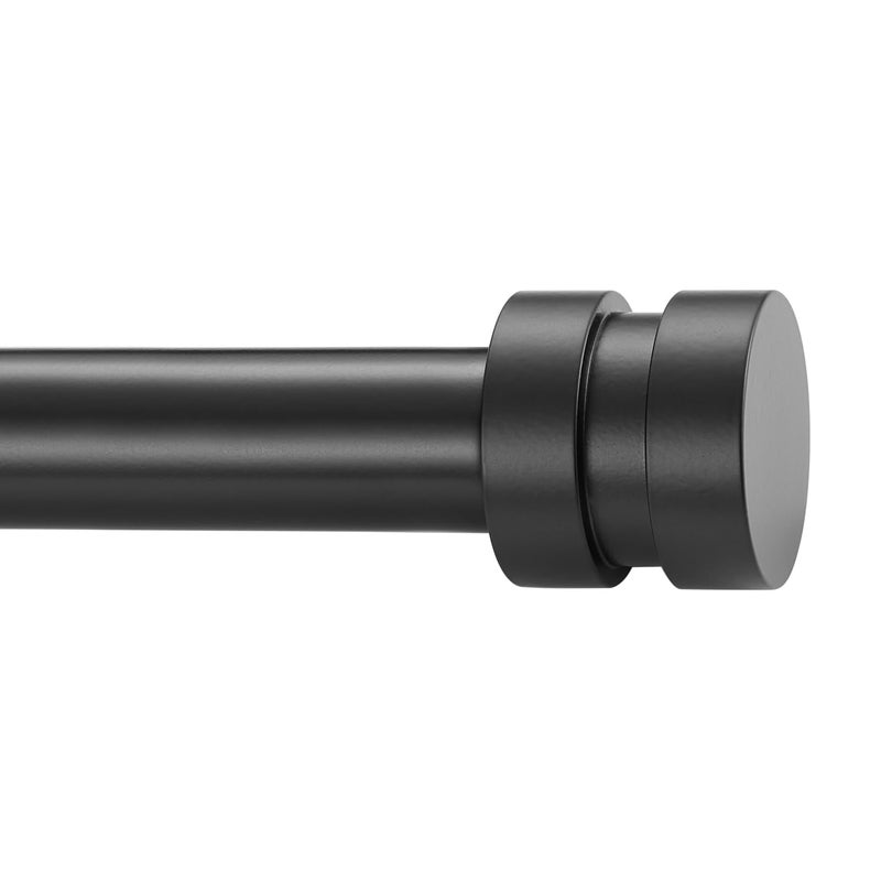 Joodxoe 12-20 inch Short Adjustable Matte Black Curtain Rods,1 inch Diameter Heavy Duty Side Curtain Rod Set with Aluminum Finals for Windows, Door, Drapery - Image 1
