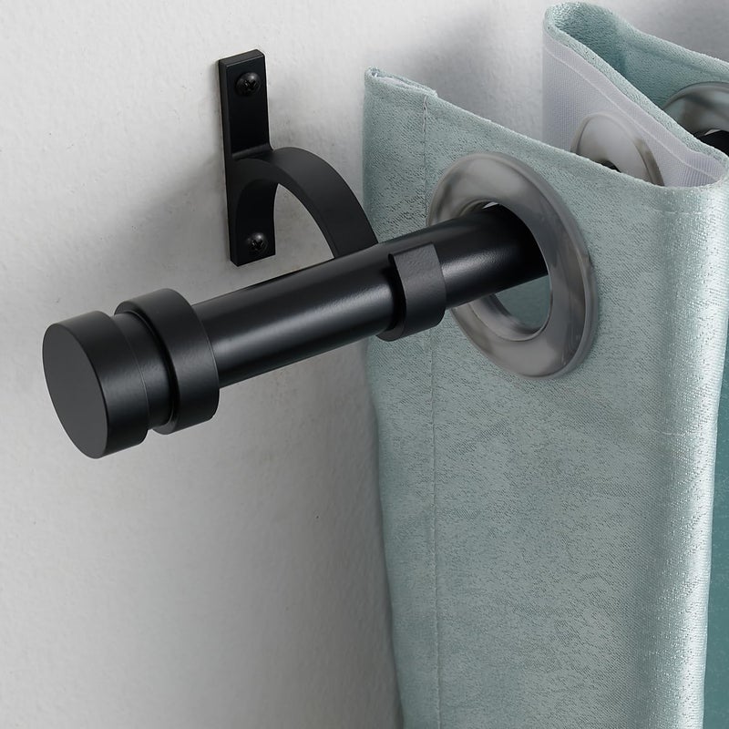 Joodxoe 12-20 inch Short Adjustable Matte Black Curtain Rods,1 inch Diameter Heavy Duty Side Curtain Rod Set with Aluminum Finals for Windows, Door, Drapery - Image 5