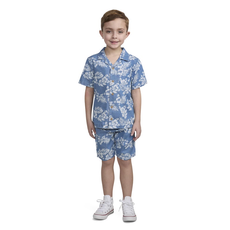 Hurley Short Sleeve Button Up Shirt and Shorts 2-Piece Outfit Set - Image 3