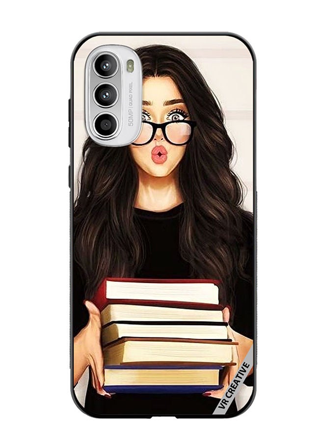 VR CREATIVE Protective Case Cover For Motorola Moto G82 Girl With Books Shocked Design Multicolour - Image 1