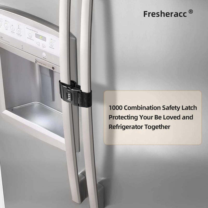 Fresheracc Fridge Freezer Refrigerator Cabinet Lock Latch, (2 Packs) Adjustable French Door Guard for Toddlers Children Kids Special Needs, No Drill No Screw No Adhesive (2 Packs Black) - Image 4