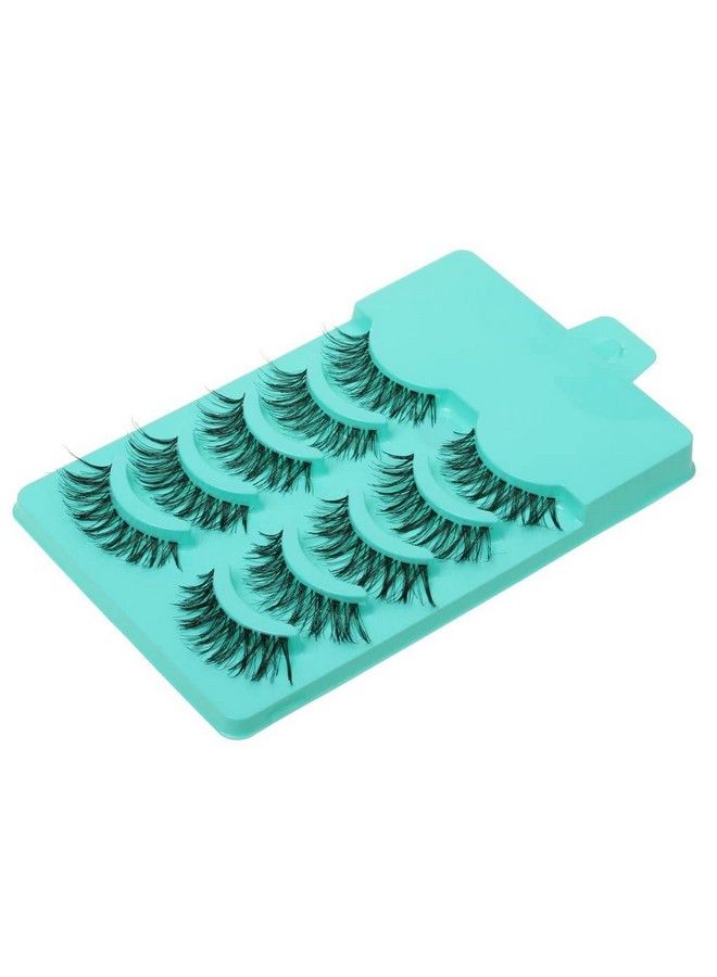 maycreate 5 Pairs Beauty Makeup Handmade Messy Cross Style False Eyelashes Green - Image 4