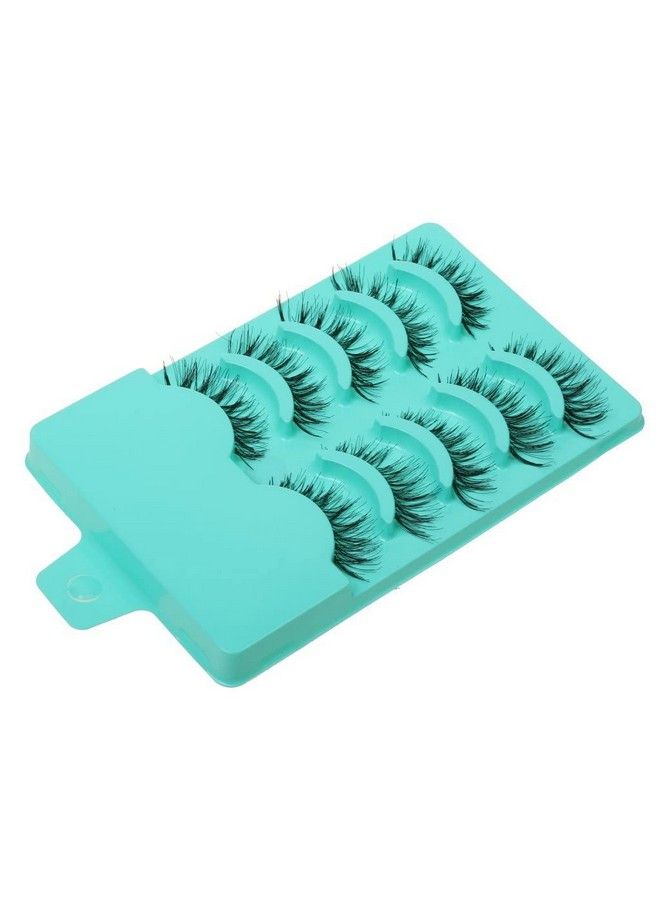 maycreate 5 Pairs Beauty Makeup Handmade Messy Cross Style False Eyelashes Green - Image 5