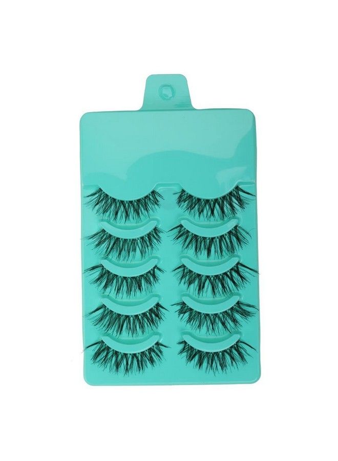 maycreate 5 Pairs Beauty Makeup Handmade Messy Cross Style False Eyelashes Green - Image 2