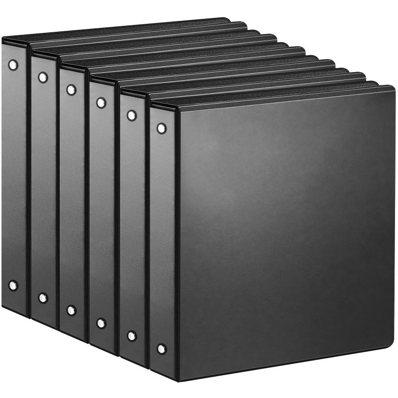 SUIN 1-inch 3 Ring Binder with 2 Interior Pockets, 1''Durable Binders Holds US Letter Size 8.5'' x 11'' Paper - Versatile Binders for Office, Home, and School Use, 6 Pack Black - Image 1