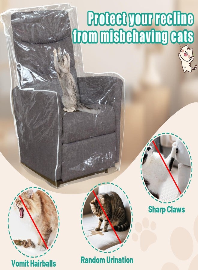 PAMASE 1.5mm Thickened Plastic Armchair/Recliner Cover - Heavy Duty Clear Vinyl Living Room Chairs Slipcover to Prevent Dogs Cats Pets Scratching, Waterproof Dustproof - Image 3