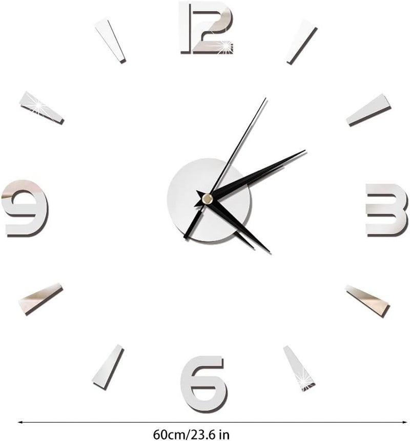 Hilitand Acrylic Mirror Clock Sticker, DIY Wall Art with Easy Peel Adhesive, for Home Office Cafe Decor Modern Decoration (Silver) - Image 3