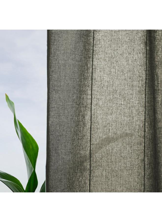 Zaboon Curtains with tie-backs, 1 pair, with heading tape/light grey-green, 140x300 cm - Image 3