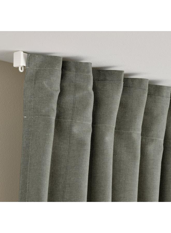 Zaboon Curtains with tie-backs, 1 pair, with heading tape/light grey-green, 140x300 cm - Image 5
