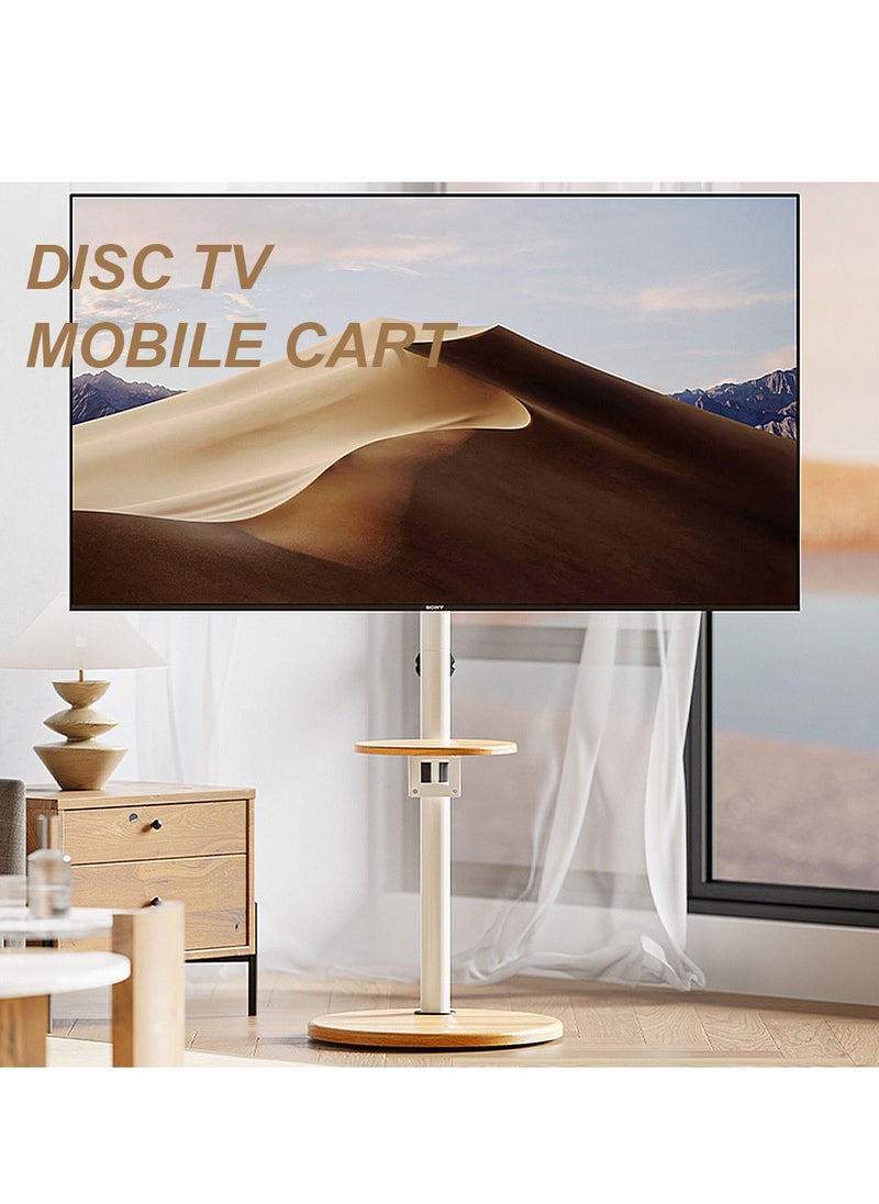FlashHawk Wooden Floor Monitor Stand with Tray and Wheels for 14-43 inches Screen Monitors or TV, Max Load Bearing 20KG  - Image 2