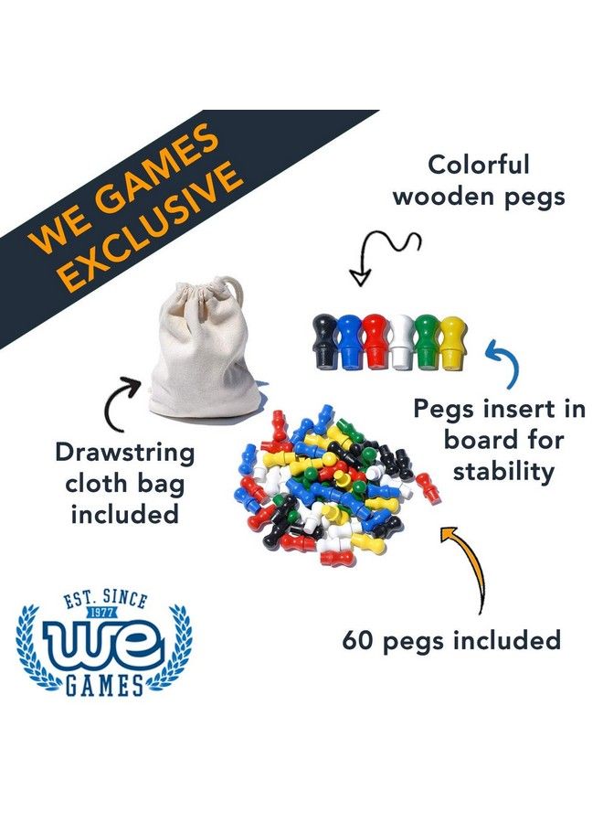 WE Games Solid Wood Chinese Checkers Board Game With Pegs 11.5 In 6 Players - Image 4