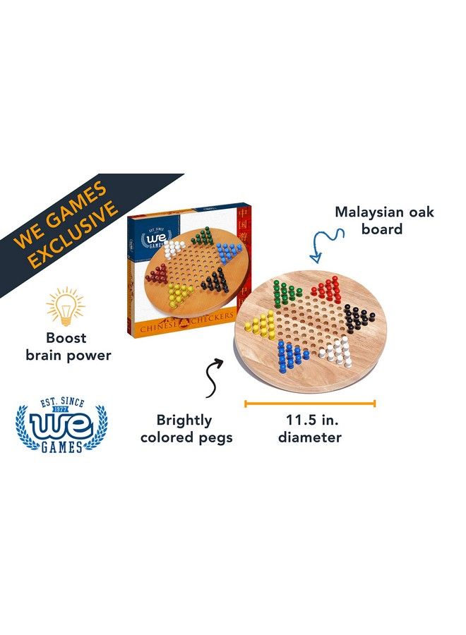 WE Games Solid Wood Chinese Checkers Board Game With Pegs 11.5 In 6 Players - Image 3