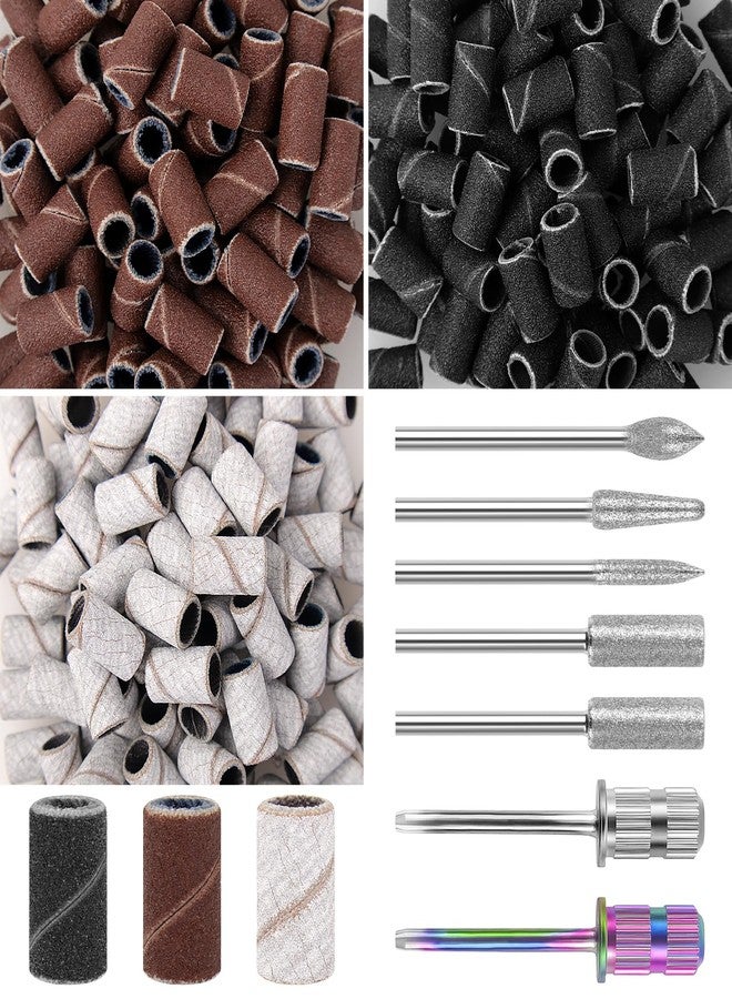 BELICOO Sanding Bands for Nail Drill 300Pcs, w/ 7Pcs Nail Drill Bits, 150#180#240#Grit Nail Sanding Bands for Manicures Pedicures, Electric Nail File Bits - Image 1