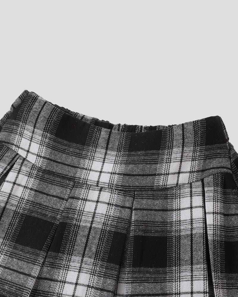Yhnslsf Girls Outfits 3 Piece Clothing Set Size 10-12 Black Girls Tank Tops Plaid Mini Skirt Long Sleeve Letter Print Crop Sweatshirt Teen Clothes Size 11 for Girl Fall Winter Plaid Skirts Suit - Image 5