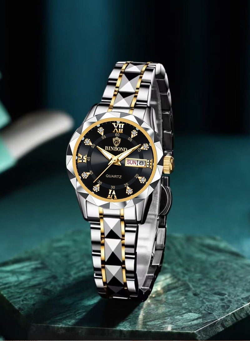 بينبوند ساعات كوارتز نسائية فاخرة من الكوارتز للسيدات مقاومة للماء ومضيئة وتاريخ من الفولاذ المقاوم للصدأ ساعة يد هدية لصديقة - Image 2