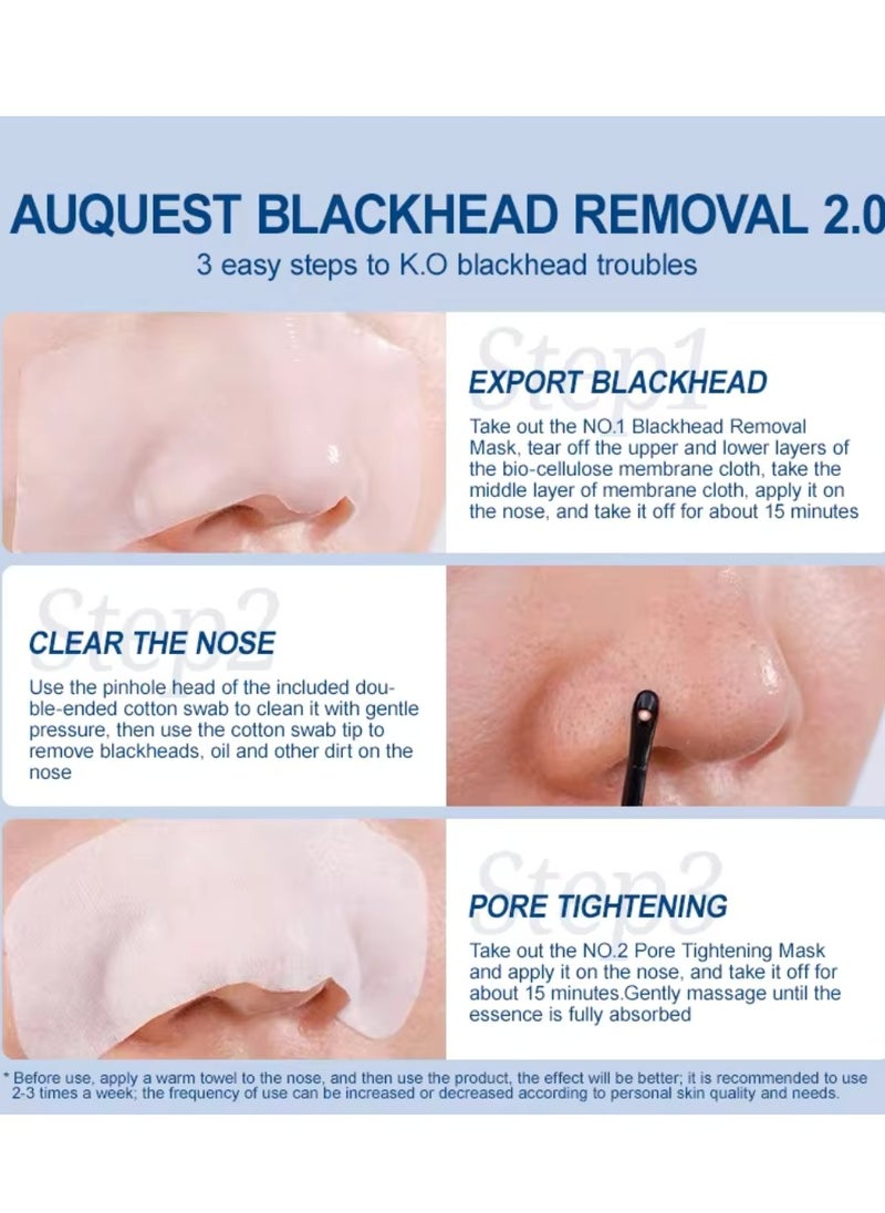 AuQuest - Blackhead Nose Patch Blackhead Removal Nose Mask and Pore Tightening Nose Mask Nose Pore Strips Blackhead Remover Nose Pore Strips 10% Compound AHA Nose Blackhead Remover Deep Cleansing Nose Strip - Image 1