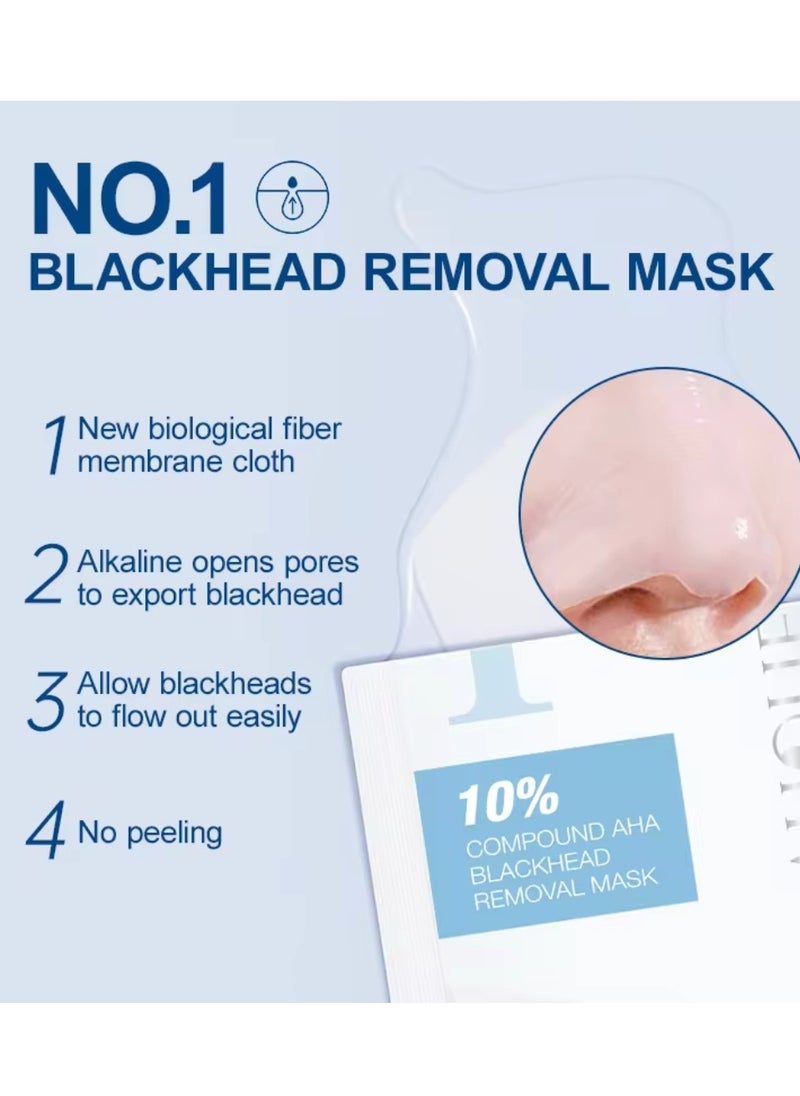 AuQuest - Blackhead Nose Patch Blackhead Removal Nose Mask and Pore Tightening Nose Mask Nose Pore Strips Blackhead Remover Nose Pore Strips 10% Compound AHA Nose Blackhead Remover Deep Cleansing Nose Strip - Image 1