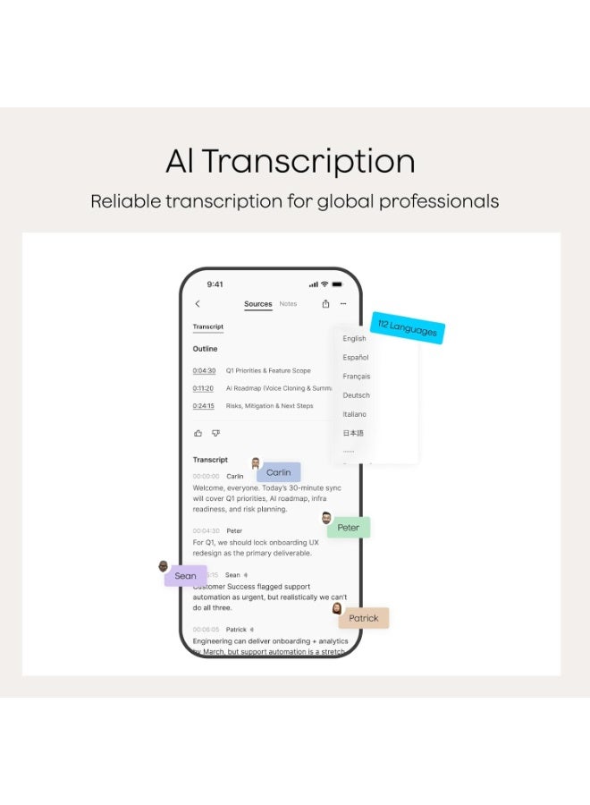 PLAUD AI Voice Recorder with Dual Engine, Smart Meeting Notes, App Control, Magnetic Case – Portable Digital Recorder - Image 5