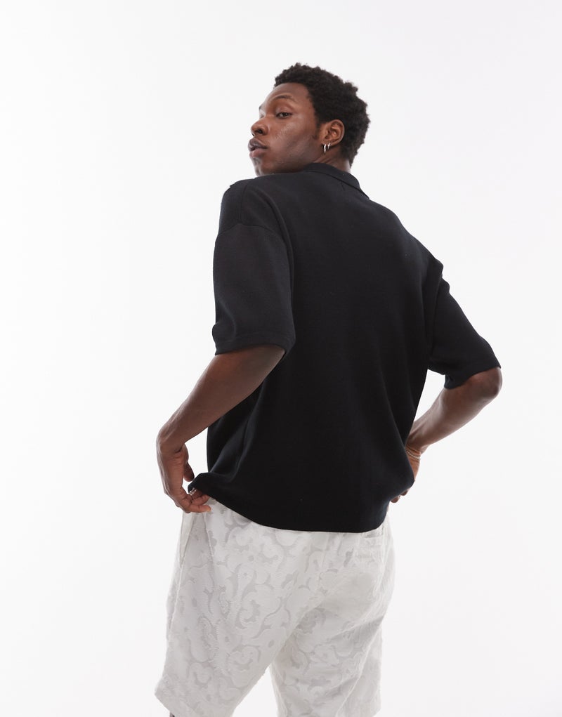 Topman Embroidered Floral Knitted Shirt In Black A - Image 2