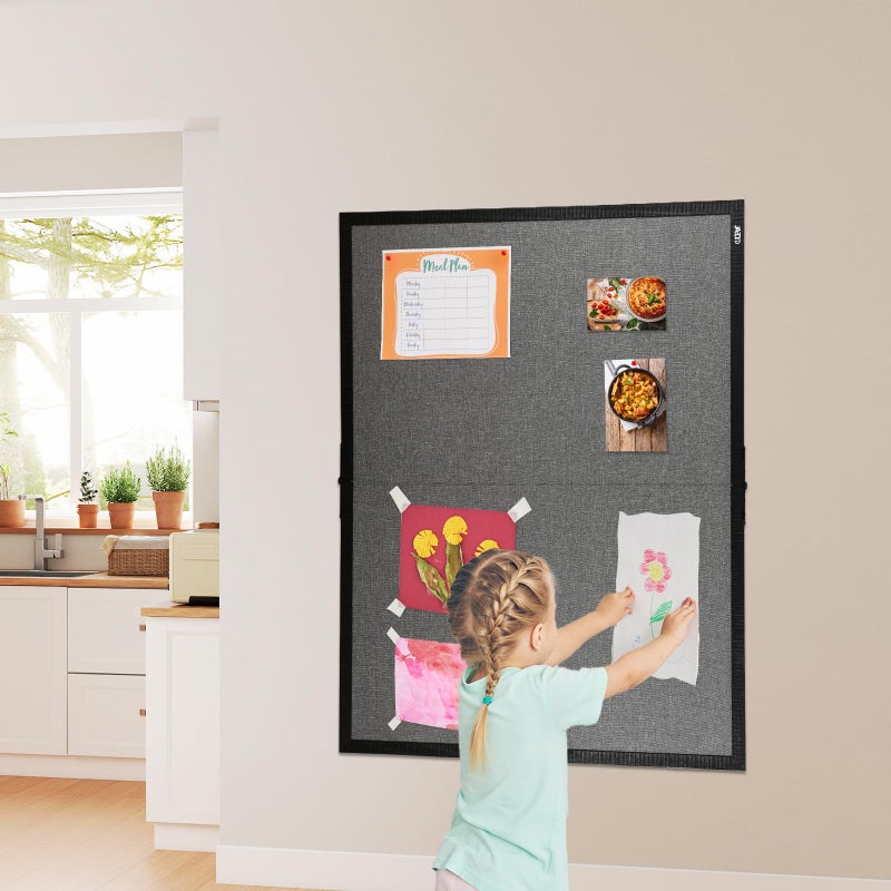 Gideal Large Bulletin Board 36 x 48, Cork Boards for Walls, Black Wood Framed Corkboards with Grey Fabric, Foldable Cork Board for Office, Home & School, Wall Mounted Notice Pin Display Board - Image 4
