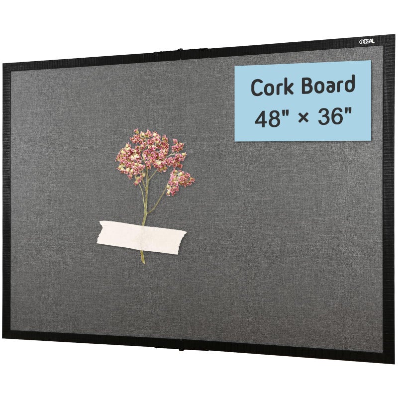 Gideal Large Bulletin Board 36 x 48, Cork Boards for Walls, Black Wood Framed Corkboards with Grey Fabric, Foldable Cork Board for Office, Home & School, Wall Mounted Notice Pin Display Board - Image 1