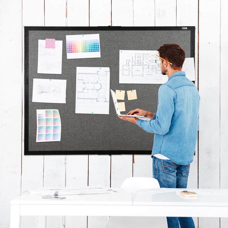 Gideal Large Bulletin Board 36 x 48, Cork Boards for Walls, Black Wood Framed Corkboards with Grey Fabric, Foldable Cork Board for Office, Home & School, Wall Mounted Notice Pin Display Board - Image 2