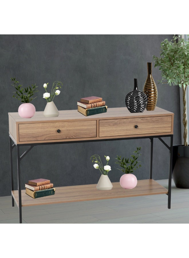 بكسل للأثاث طاولة كونسول من بكسل الأثاث, مدخل بسطح من الخشب وبأطراف من المعدن متعدد الاستخدامات - Image 1