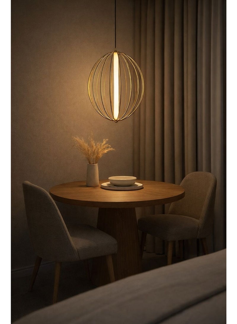 Luxury Golden Metal Oval Pendant Light with Triple Illumination Design for Warm Ambient Elegance in Modern Bedrooms - Image 5