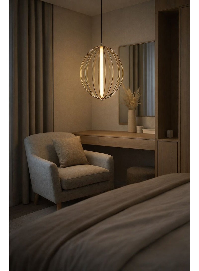 Luxury Golden Metal Oval Pendant Light with Triple Illumination Design for Warm Ambient Elegance in Modern Bedrooms - Image 4