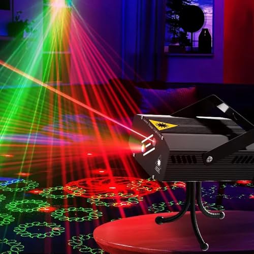 ATULUX Mini RGB Laser Party Light Projector | 12 Dynamic Lighting Patterns | Sound-Activated DJ & Stage Light for Home, Weddings, Birthdays & Clubs (12 DOTT & Patern Mix Design- (Black)) - Image 1