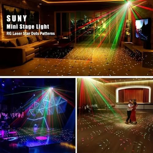 ATULUX Mini RGB Laser Party Light Projector | 12 Dynamic Lighting Patterns | Sound-Activated DJ & Stage Light for Home, Weddings, Birthdays & Clubs (12 DOTT & Patern Mix Design- (Black)) - Image 4