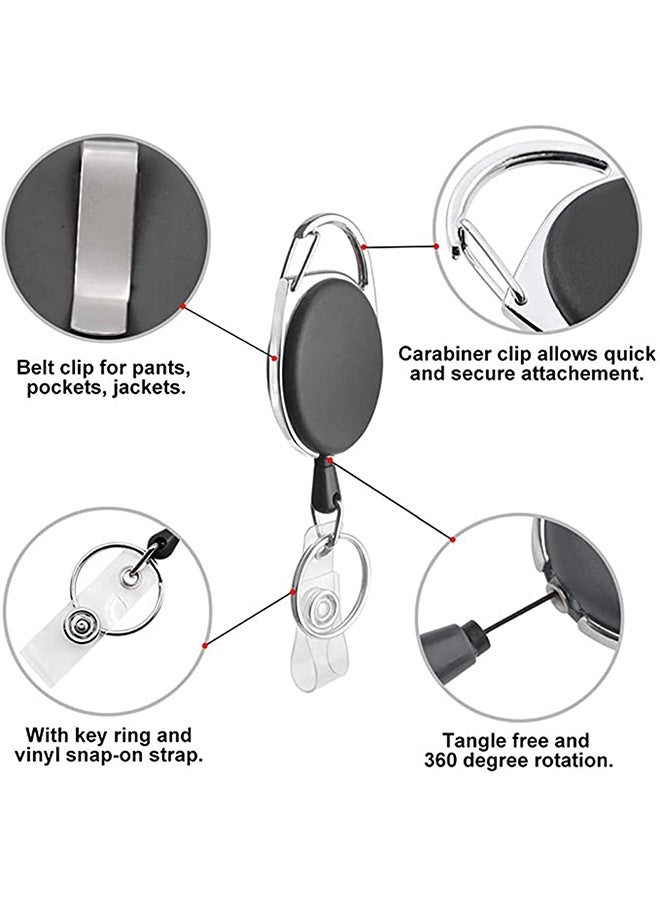 Peachjoy 4 Packs Retractable Keychain, Badge Holder Reel Clip, Heavy Duty Name Tag ID Card Holder, Keychain Ring Carabiner, Keys Cards ID Badges, for Hung on Waist, Chest, Backpack, Trouser Pocket  - Image 3